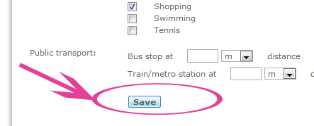Click 'Save', below Public Transport