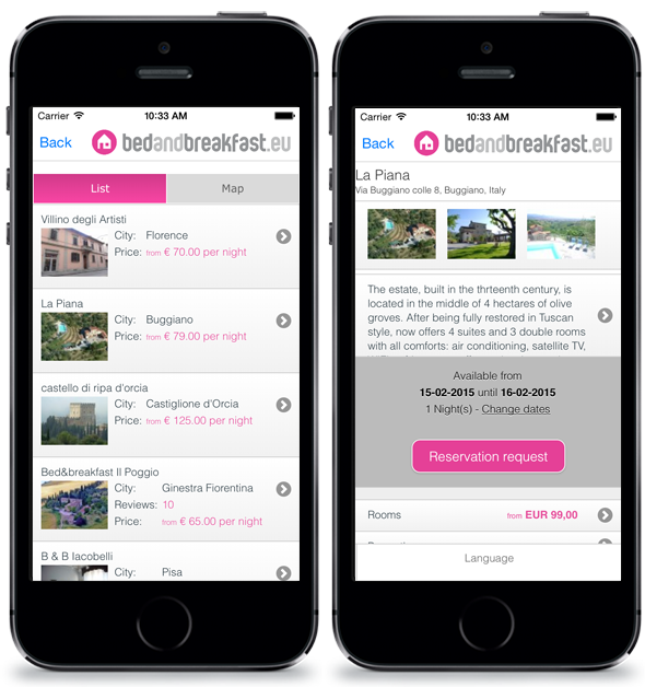 Download the Bedandbreakfast.eu mobile app